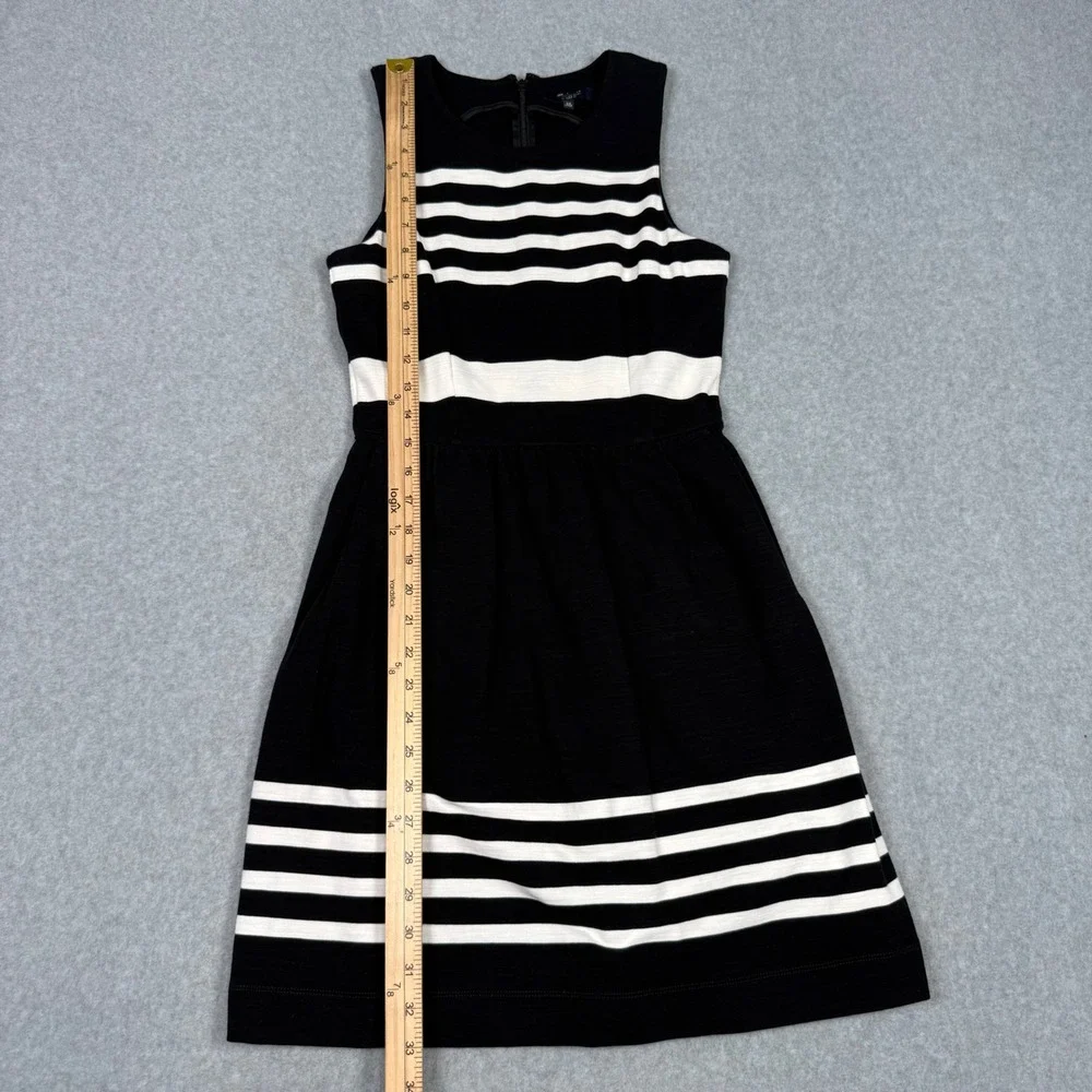 Madewell Black White Striped Nautical Sleeveless Fit Flare Dress XS Jersey